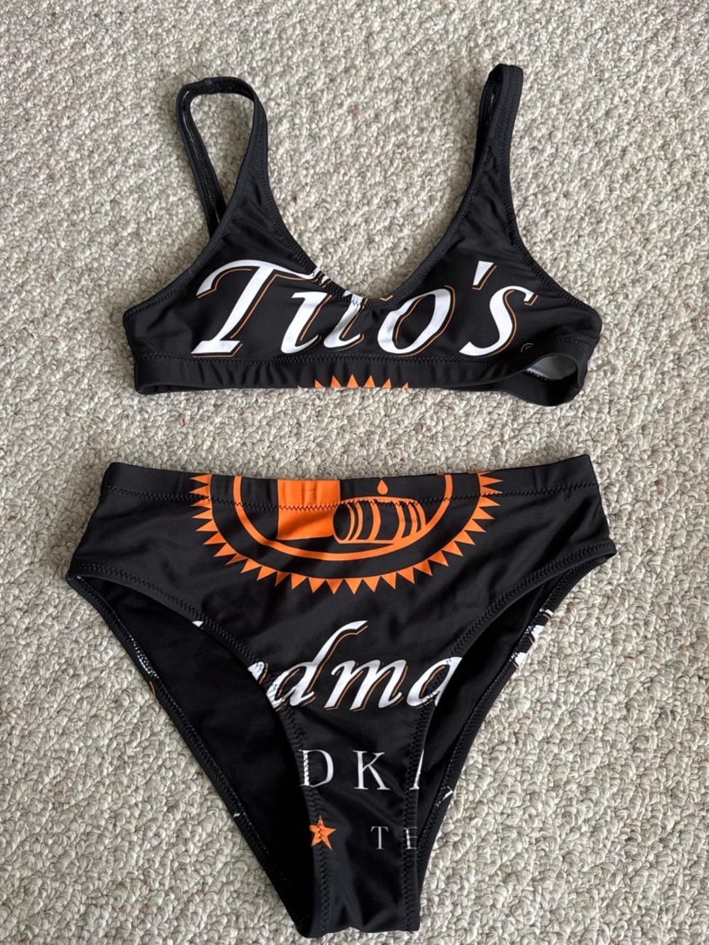 Black & Orange Logo Bikini Set